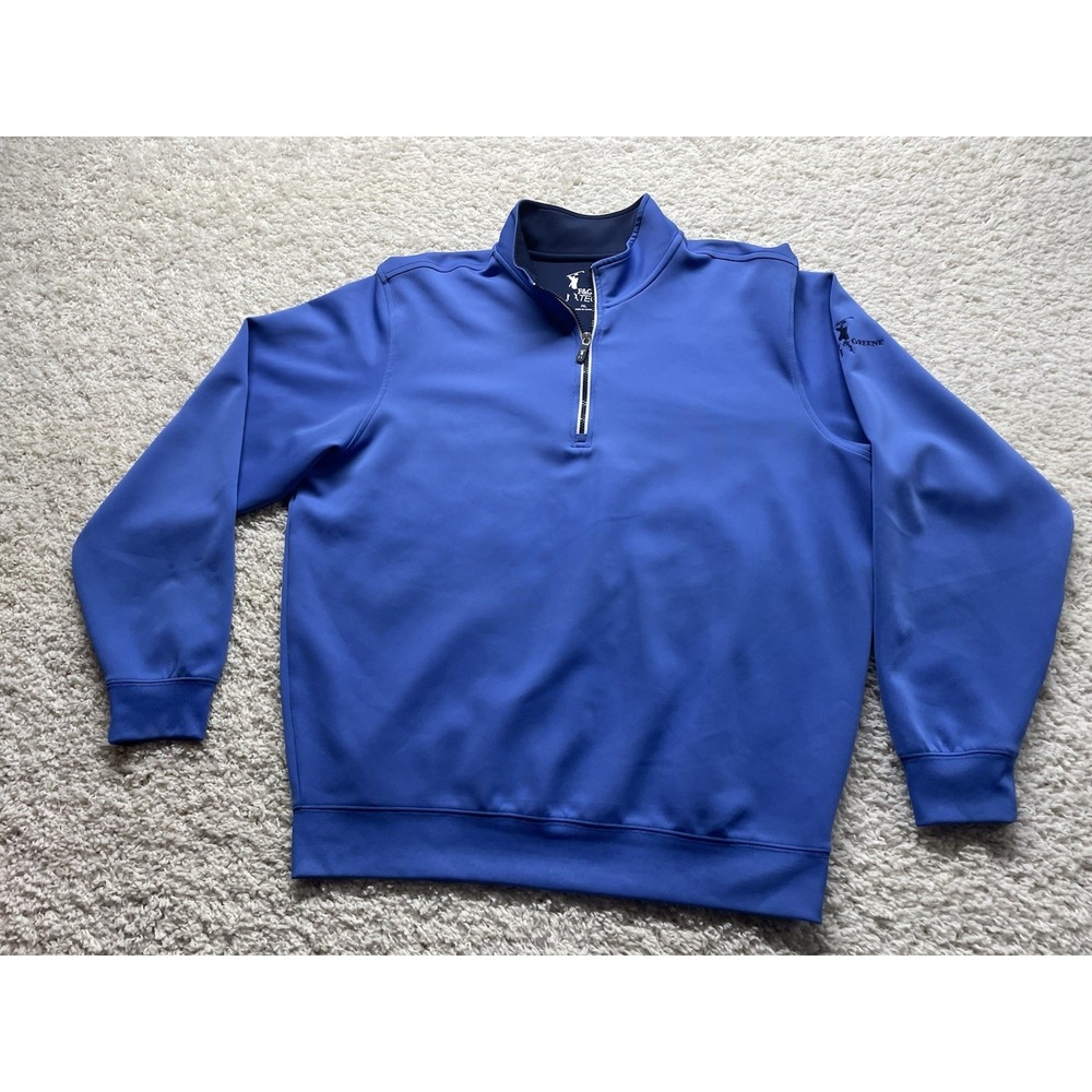 F&G Tech Sleepy Hollow Country Club Pullover 1/4 Zip Mens XL Blue